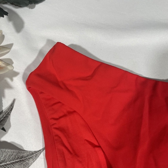 NEW Robin Piccone Ava High Waist Bikini Bottoms Fiery‎ Red [ Medium ] - Picture 7 of 13